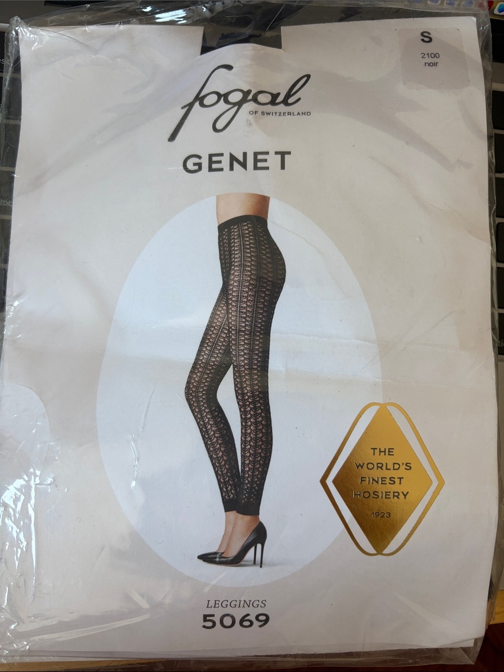 NWT Fogal Switzerland Genet Leggings Style 5069 Black Size S